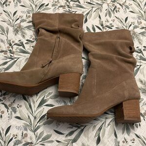 Tan Suede Slouch Boots  size 9.5M